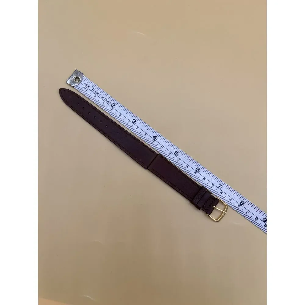 19mm KREISLER Genuine Calfskin Brown NOS Vintage Watch Band & Gold-Tone Buckle